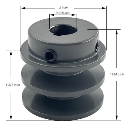 2AK20-5/8 Double Groove Pulley,v Belt Pulley 5/8 inch bore 2" OD,Mechanical Pulleys cast Iron for A AX 3L 4L V-Belts,2AK2058 Pulley