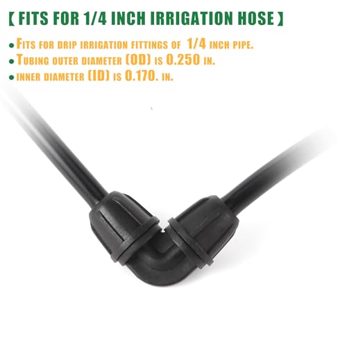 20Pcs 1/4 inch Drip Irrigation Elbow Fittings, Black - color: Black-Elbow