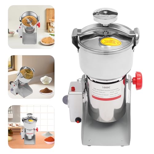 Grain Mill Grinder,1000g High-pressure Food Grain Mill,Stainless Steel Seeds Flour Nut Pill Wheat Corn Herbs Spices & Seasonings Dry Grinder Electric Machine