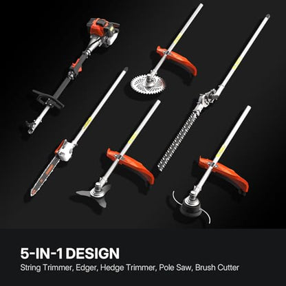 WORKIT 5-in-1 Gas Weed Eater & Trimmer 25.4CC 2-Cycle, 17" Cutting Path, - size: 5 IN 1-25.4CC