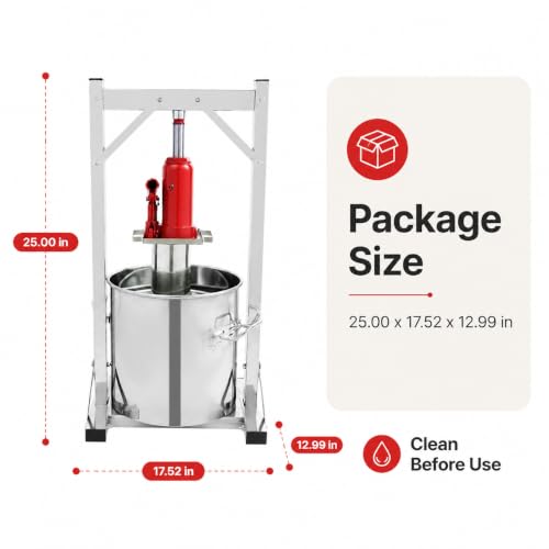 3.2 Gal/12L Fruit Wine Press, Hydraulic Jack Juicer with Basket for Cider