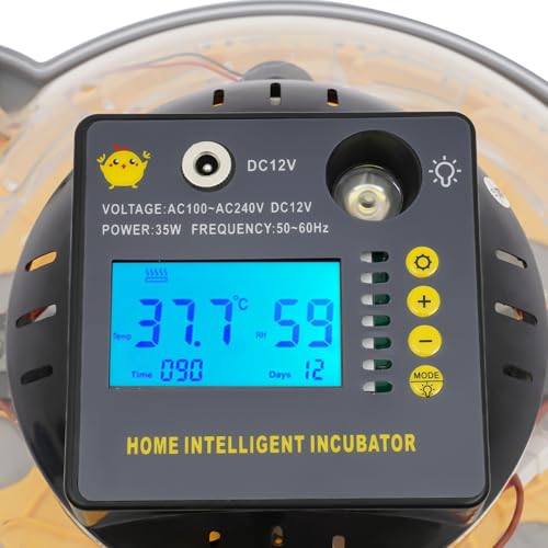 Chicken Egg Incubator 12 Eggs, Automatic Digital Hatcher, Poultry Hatching Machine, 5 Preset Modes, Auto Turner, Temperature & Humidity Control, for Chicken, Duck, Goose, Bird - size: 12 Eggs