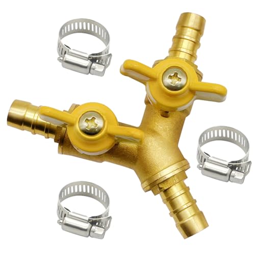 1/2" Hose Barb valve, Brass Y Shaped 3 Way Shut Off Ball Valve - size: 1/2 inch