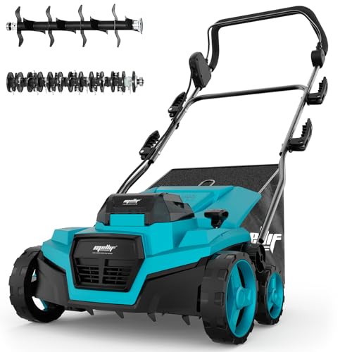 Cordless Lawn Dethatcher and Scarifier Compatible with Makita 18V Battery - color: Blue