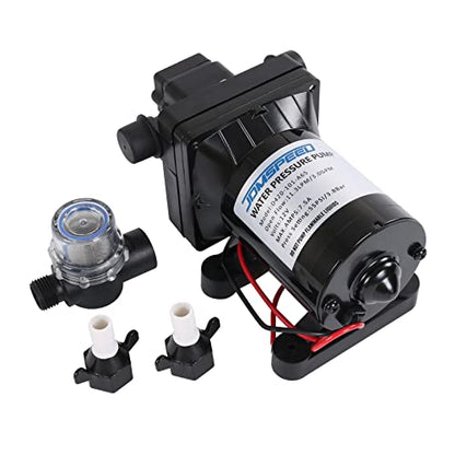 RV Water Pump, 12V DC 3.0 GPM 55 PSI, Self-Priming Diaphragm Pressure Pump - size: 3.0-12V-55