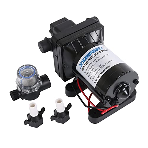 RV Water Pump, 12V DC 3.0 GPM 55 PSI, Self-Priming Diaphragm Pressure Pump - size: 3.0-12V-55