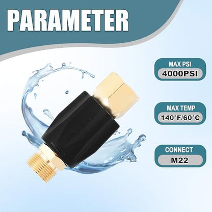 JOEJET Adjustable Pressure Washer Regulator, M22 Connector, 4000 PSI