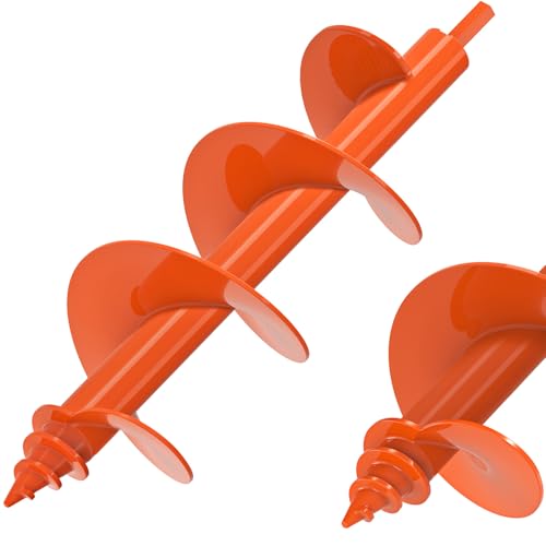 Insaga Threaded Auger Drill Bit for Post Hole Digger 4x12'', 3mm Thick Spiral Garden Earth Auger Bulb Drill Bit for Planting, Hole Digger for Fence Posts, Fits 3/8" Hex Drive Drill - size: 4x12''