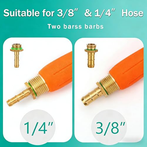 36 Inches All Metal Replacement Sprayer Wand,1/4" & 3/8" Brass Barb Sprayer Wand Replacement, Stainless Steel Sprayer Wand with Shut off Valve & 2 Hose Clamps (36 Inches Sprayer Wand)