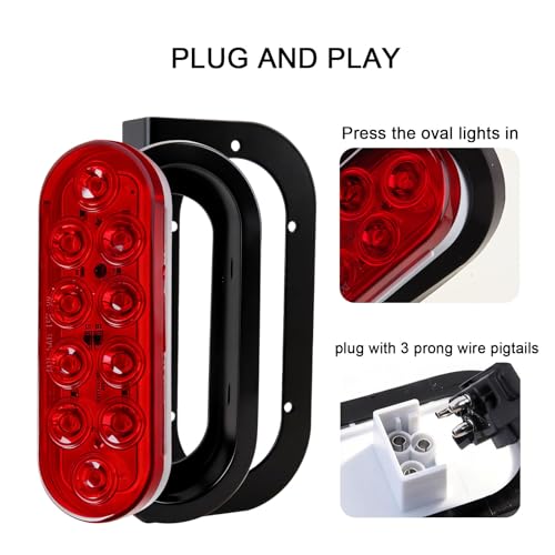 Partswcgg 6" Inch Oval Led Trailer Hitch Cargo Carrier Tail Lights Kit