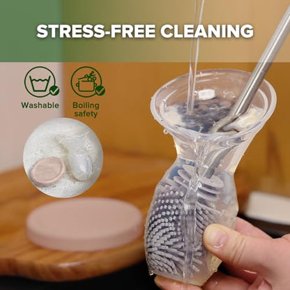 haakaa Manual Silicone Breast Pump with Cap (Blush) 4oz/100ml - color: Blush