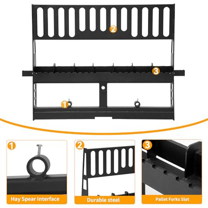 YINTATECH 4000lbs Skid Steer Pallet Fork Attachment, 48" Fork Blades and 45" Pallet Fork Frame for Loaders Tractors Quick Tach Mount