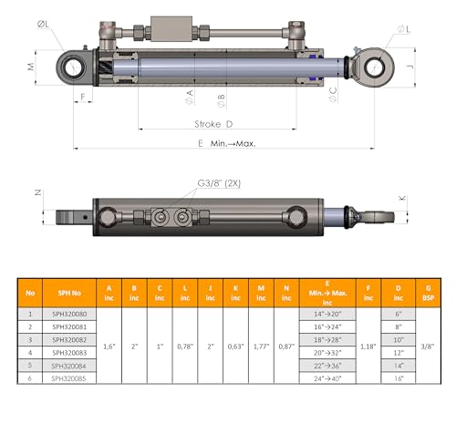 Spare Parts Holland - Hydraulic Top Link Cat 1-1 with Locking Block - Min. 18" Max. 28" (Eye to Eye) - size: Min:18"-Max:28" (eye to eye) SPH320082