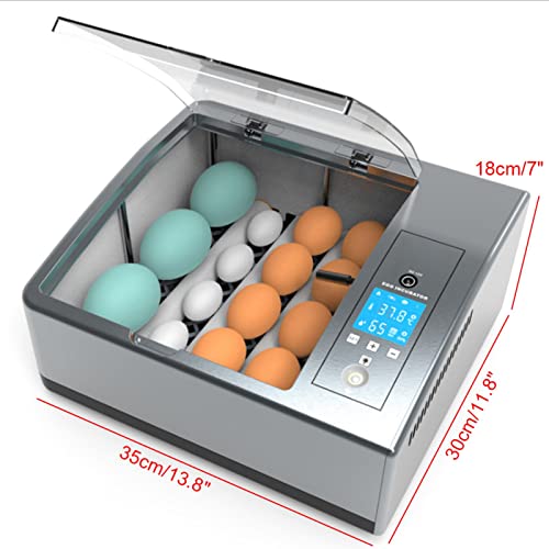 16 Chicken Egg Incubator,Mini Automatic Temperature Incubator, Fully Digital Hatcher with Automatic Turner Temp Control,LCD Screen, for Hatching Chicken Quail(Grey)