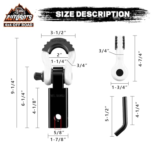 AUTOBOTS Tow Hitch Receiver 2" Shackle Hitch Receiver White - color: WHITE-BLACK