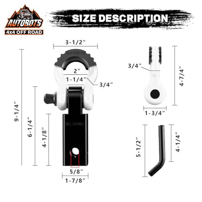 AUTOBOTS Tow Hitch Receiver 2" Shackle Hitch Receiver White - color: WHITE-BLACK