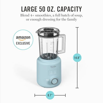 Martha Stewart 50oz Countertop Blender, 3 Speeds, 5 Presets, Sky Blue - color: Sky Blue
