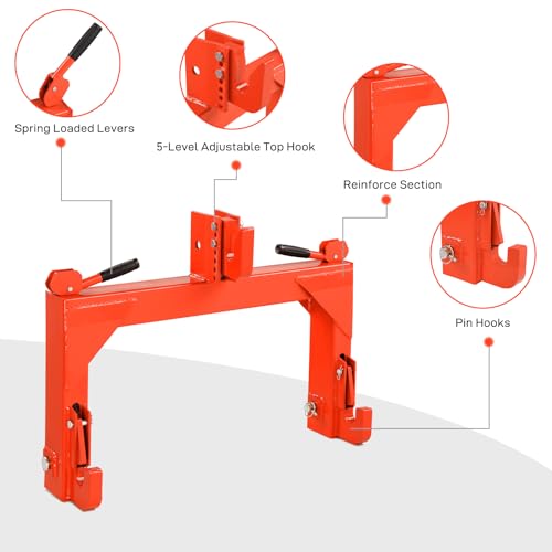 3 Point Quick Hitch Receiver 3000 lbs Attachments Adaptation - color: Orange