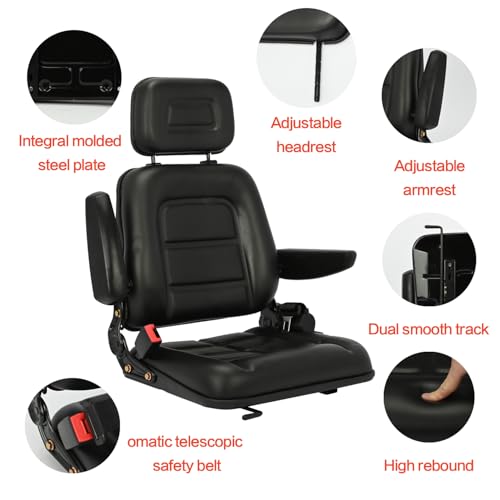 lukar Universal Tractor Seat, Lawn Mower Seat Riding, Forklift Seat