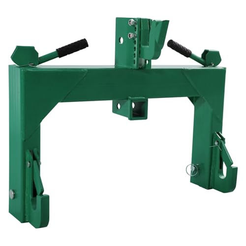 Heavy-Duty Category 1 3-Point Quick Hitch, 3000 LBS Lift Capacity Tractor Implement Adapter for Category 1 & 2 Tractors with Adjustable Top Hook, Green