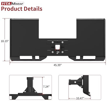 YITAMOTOR 3/8" Skid Steer Mount Plate with 2" Removable Receiver, DarkBlack - color: Dark Black
