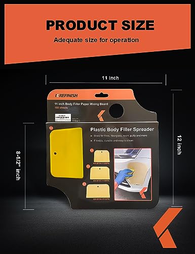 KREFINISH Body Filler Mixing Board Disposable Paper Mixing Board Sheets, Superior Mixing Pad for Contamination Free Body Filler Mixing, 100Pcs Solvent Resistant Tear-Off Quick-Mixing Papers - size: 11inch