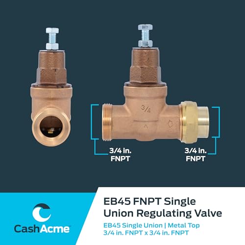 Cash Acme EB45 Pressure Regulating Valve, Single Union, 3/4 Inch NPT Female x NPT Female, Metal Top, 45 PSI, 24463-0045 - size: 3/4 in., style: Metal Top, 45 PSI, NPT Gauge Port