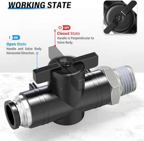 TAILONZ 1/2"ODx1/4"NPT Push-to-Connect Fitting Ball Control Valve 1Pcs - size: 1/2"OD x 1/4"NPT/1PCS