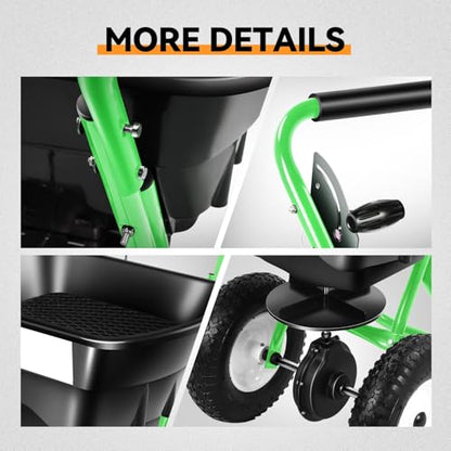 Auto Dynasty 80Lbs Walk-Behind Broadcast Spreader for Ice Melt/Seed, Green - color: Green