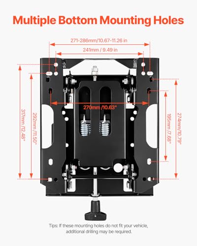 VEVOR Seat Suspension Kit Without Seat Slider Track, Universal Air Ride Seat Suspension for Zero Turn Lawn Mower, Adjustable Tractor Seat Suspension ‎Kit Compatible with Forklift, Bulldozers Seat - style: No Slide Rail/Spring