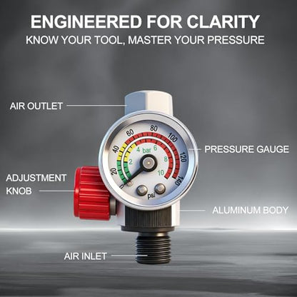 Paint Gun Regulator With Gauge,Air Pressure Filter Separator G1/4NPT