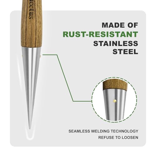 Haliaeetus Dibber Garden Tool, Stamped Stainless Steel Tip Seed Dibber