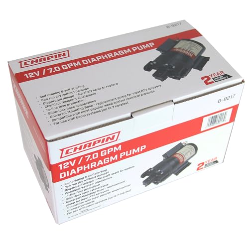 CHAPIN 6-9217 12V 7.0 GPM Diaphragm Pump, Black - size: 7.0 GPM Self-Priming