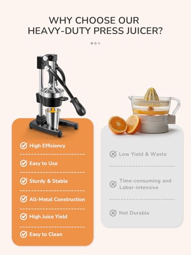 QCen Manual Citrus Juicer Cast Iron Heavy Duty Orange Press - color: Black