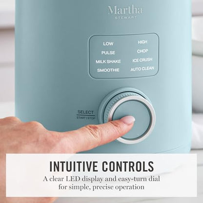 Martha Stewart 50oz Countertop Blender, 3 Speeds, 5 Presets, Sky Blue - color: Sky Blue