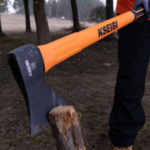 KSEIBI 36-Inch Splitting Axe - Forged Carbon Steel, Wood Chopper & Kindling Axe for Chopping, Heavy-Duty Maul with Ergonomic Fiberglass Handle, Shock Reduction, Anti-Slip Grip - style: 36-inch Chopping Axe