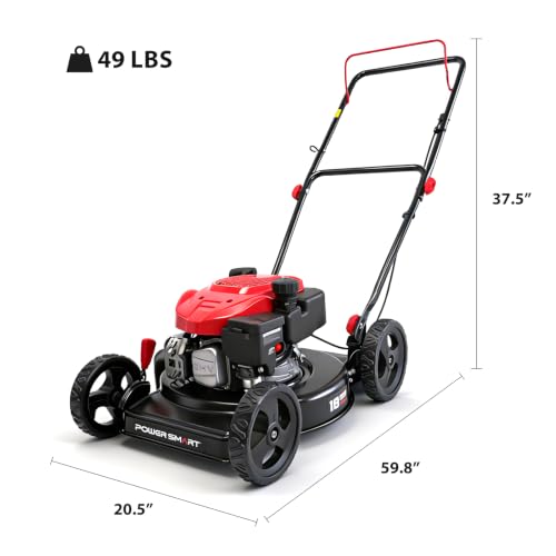 PowerSmart 18-inch 144cc Gas Lawn Mower, Push Mower with Side-Discharge - size: 18-inch