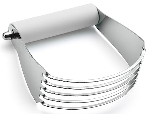 Spring Chef Large Dough Blender For Baking - Durable Pastry Blender - White | Heavy Duty Dough Mixer Hand Tool w/ Stainless Steel Blades, Professional Pastry Cutter Tool for Easy Mixing, Dishwasher Safe - color: White, size: 4" Large