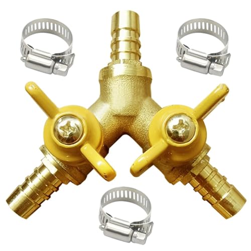 3/4" Hose Barb valve, Brass Y Shaped 3 Way Shut Off Ball Valve - size: 3/4 inch
