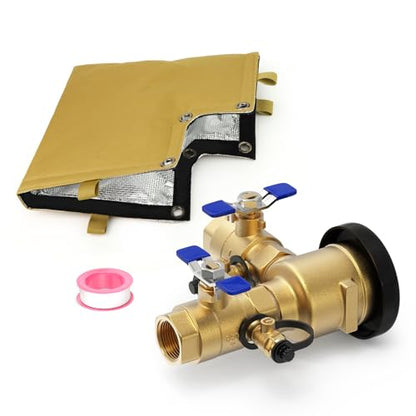 TAISHER 1" Heavy-Duty Brass Pressure Vacuum Breaker- 400 PSI Max Backflow Prevention Valve for Irrigation Systems & Commercial Water with Insulated Freeze Protection Cover Kit - size: 1"FNPT