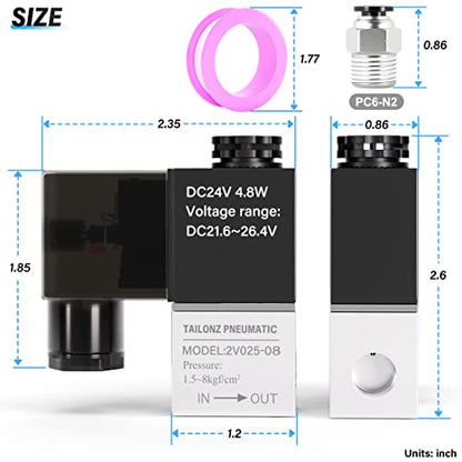 TAILONZ 1/4"NPT 24V 2V025-08 Solenoid Valve Junction Box - size: 24V DC