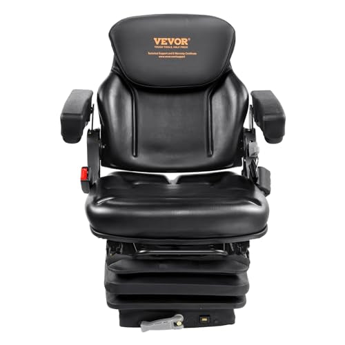 VEVOR Universal Forklift Seat, Tractor Seat with Armrest & Adjustable Back - style: High Suspension