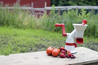 Weston Fruit & Tomato Press, 3 Cup Capacity, Red and White (67-1101-W)