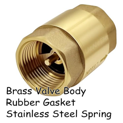 Uenede Brass 1 Inch NPT In-line Spring Check Valve, 1PCS - size: 1"NPT