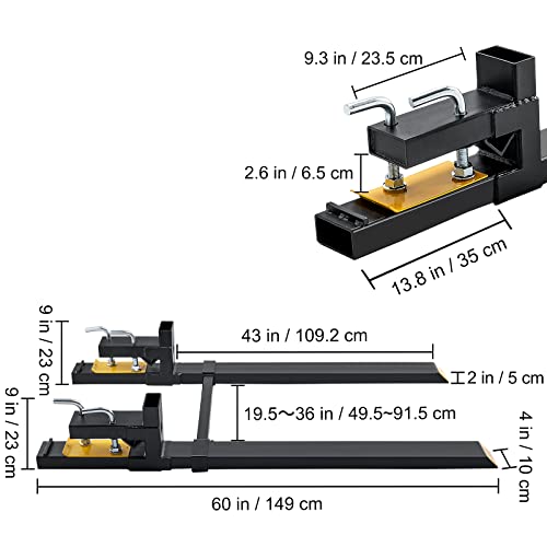 VEVOR Pallet Forks, 60" Total Length, 4000 lbs Clamp-On - size: 60 Inch