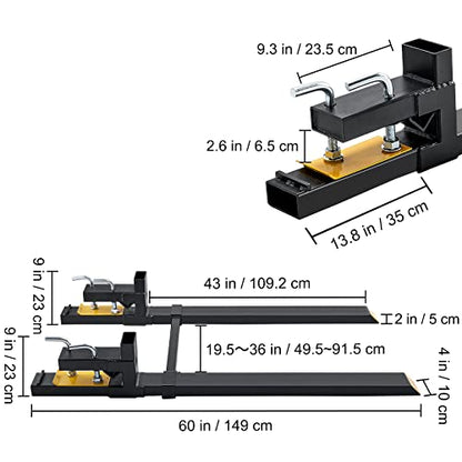 VEVOR Pallet Forks, 60" Total Length, 4000 lbs Clamp-On - size: 60 Inch