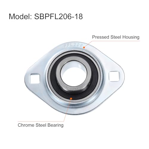 uxcell SBPFL206-18 Pillow Block Bearings 1-3/32" Bore Bearing Units Steel Flange Mounted Bearing Housing with Wrench - size: SBPFL206-18 (ID 1 3/32")