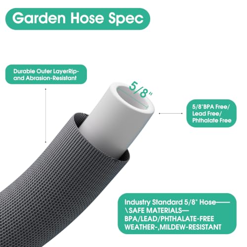 Garden Hose 50 FT, Non-Expanding Water Hose, Kink-Free, Burst-Resistant