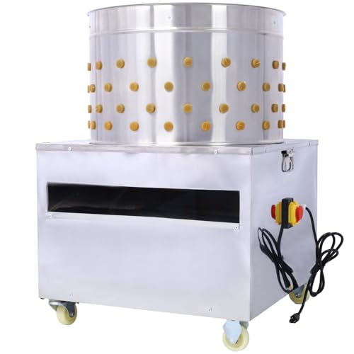 Geelife Chicken Poultry Plucker 2200W 240R/Min Stainless Steel Feather Plucking Machine - Silver - Effortless Defeathering - Farming Abattoir - Efficient Farming Solution