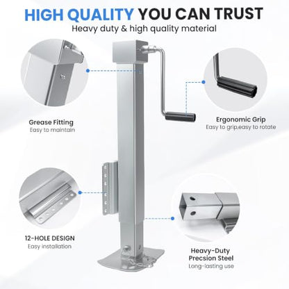 8000 lbs Trailer Jack, 20-24V Drill Compatible, Silver - color: Sliver